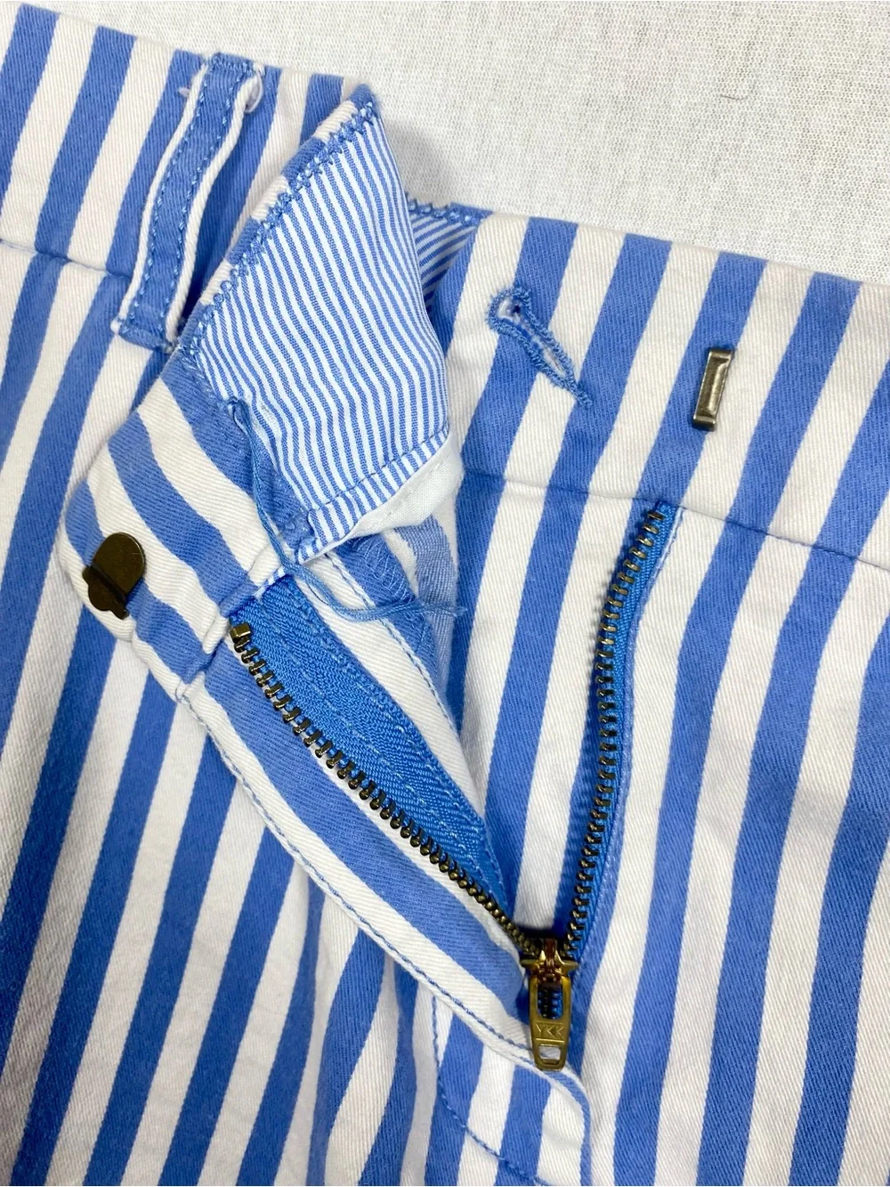 J.Crew Re-Imagined Blue White Striped Shorts Size 12